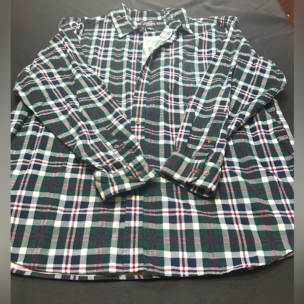 Cambridge Classics Button-Up Burgundy, Green, White Plaid Shirt Size XXL